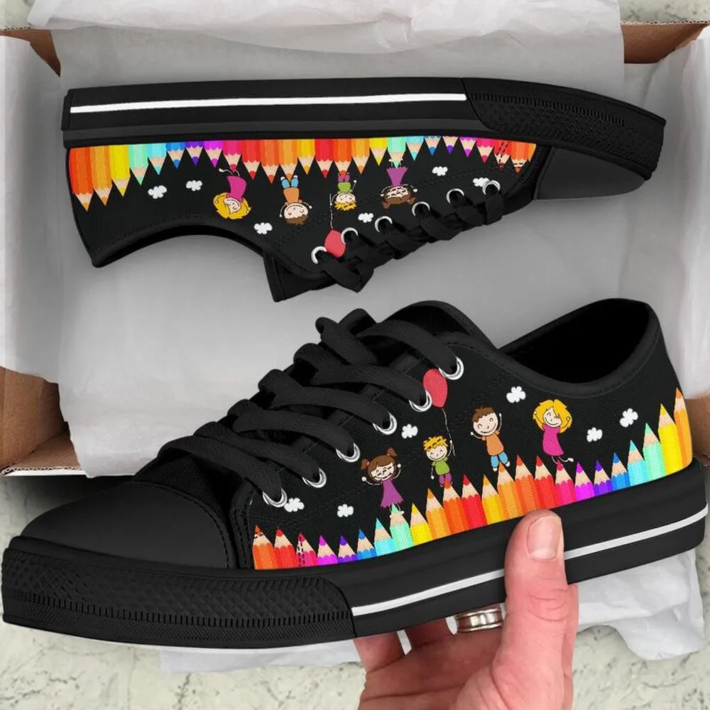 Special Ed Abc Black Low Top Shoes, Teacher Shoes, Low Top Sneakers