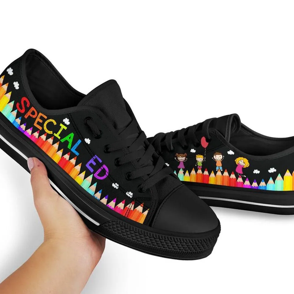 Special Ed Abc Black Low Top Shoes, Teacher Shoes, Low Top Sneakers