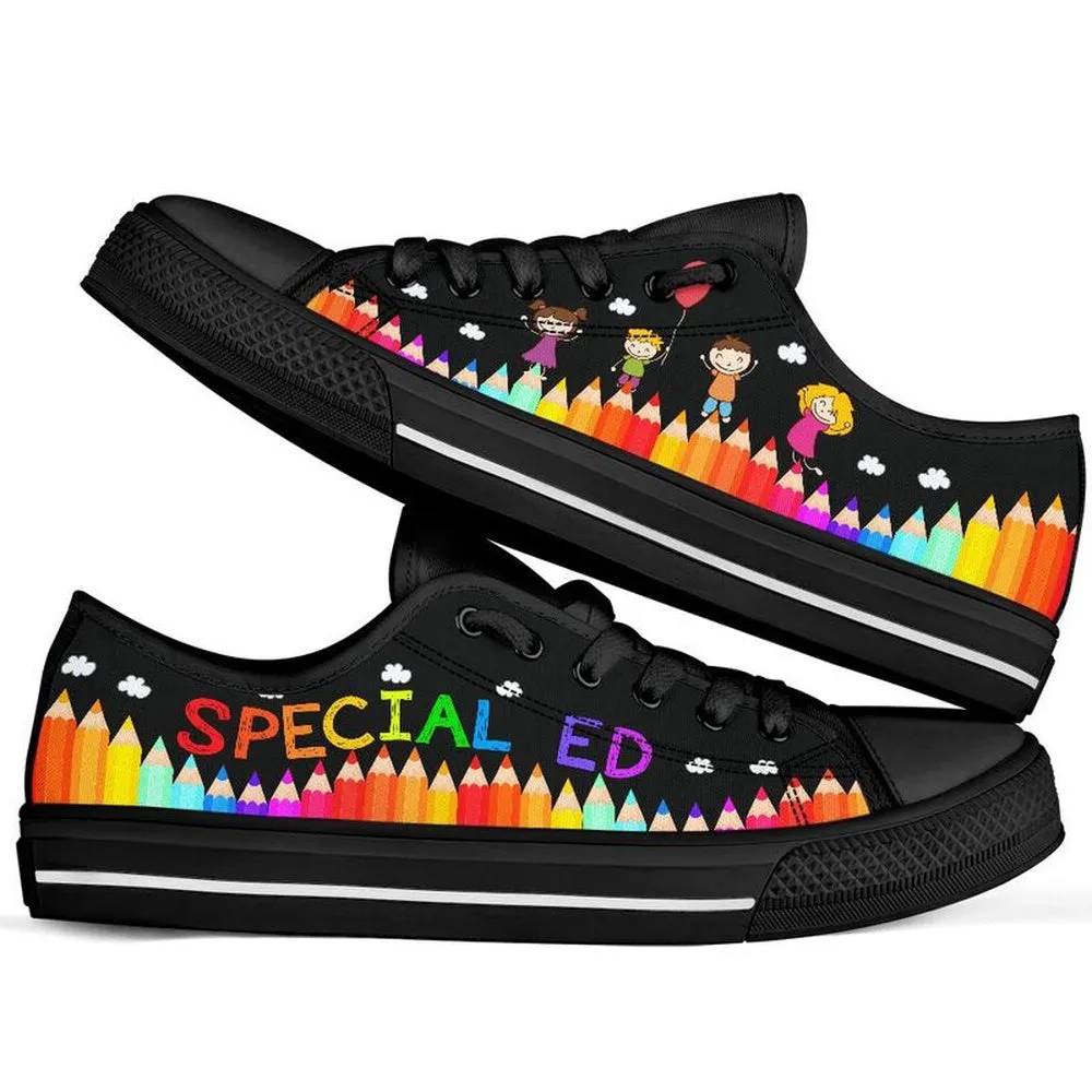 Special Ed Abc Black Low Top Shoes, Teacher Shoes, Low Top Sneakers