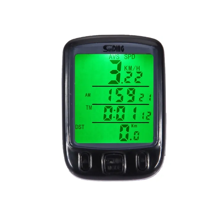 SunDing SD-563B Multifunction Wired LCD Screen Waterproof Bicycle Computer Odometer Speedometer withLight Control Backlight Function