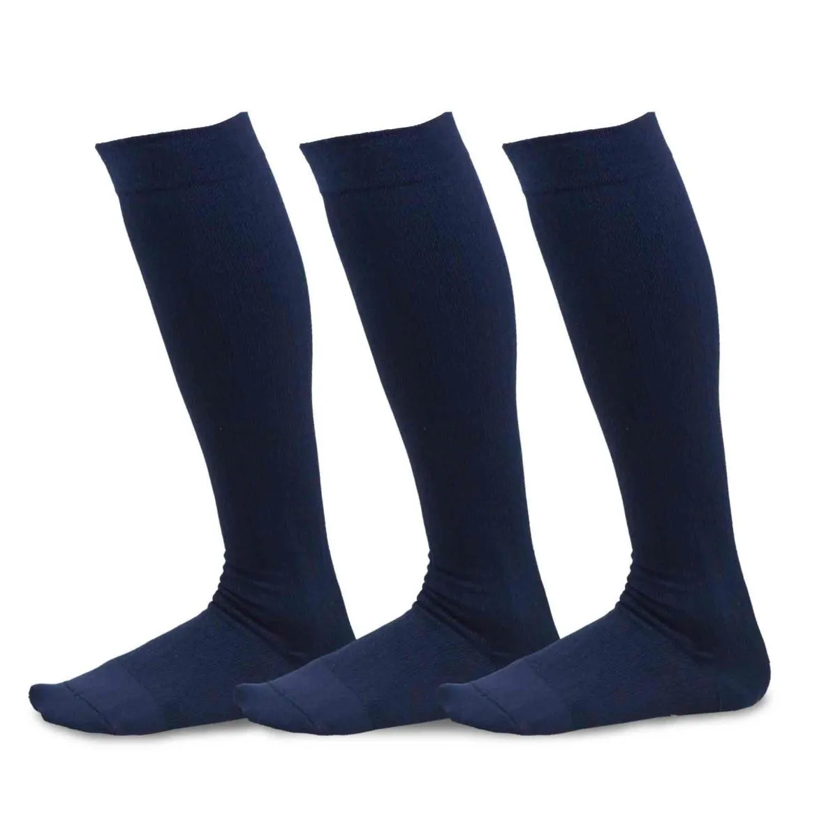 TeeHee Socks Women's Compression Bamboo Knee High Navy 3-Pack (50601)