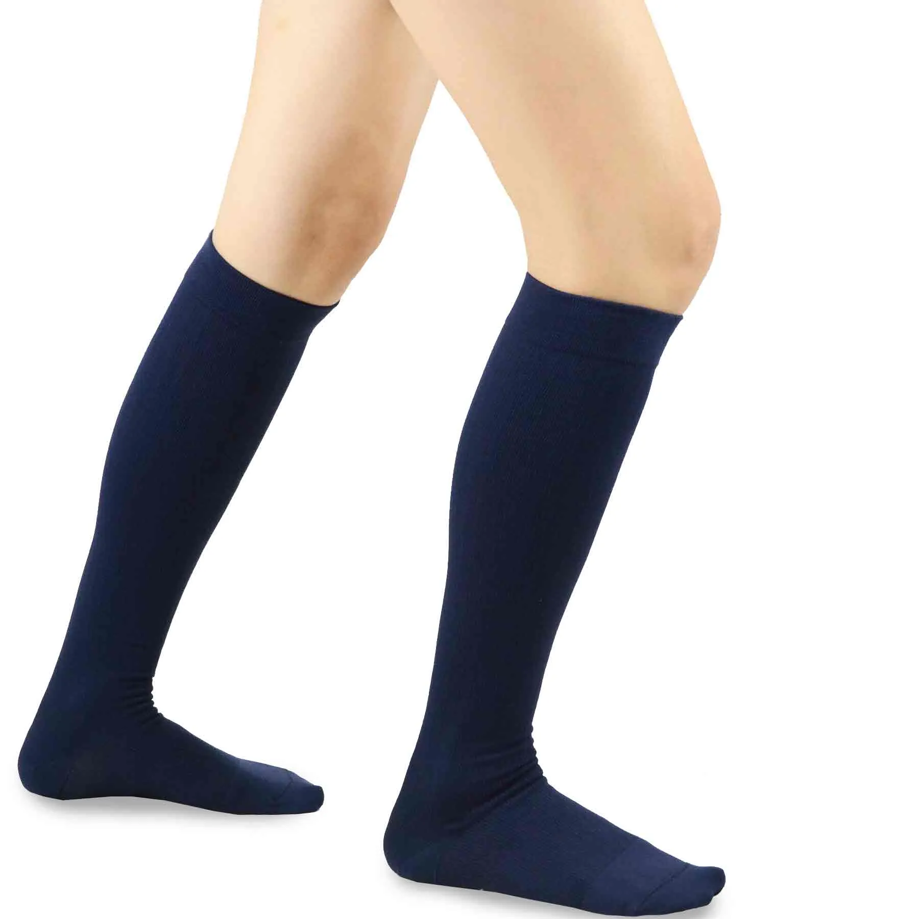 TeeHee Socks Women's Compression Bamboo Knee High Navy 3-Pack (50601)