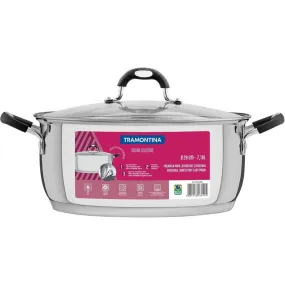 Tramontina Brazil  Solar Silicon 28cm 7.1L Shallow Stainless Steel Casserole with Tri-ply Bottom