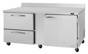 Turbo Air - PWR-72-D2R(L)-N, 1 Solid Door 2 Drawers Worktop Refrigerator