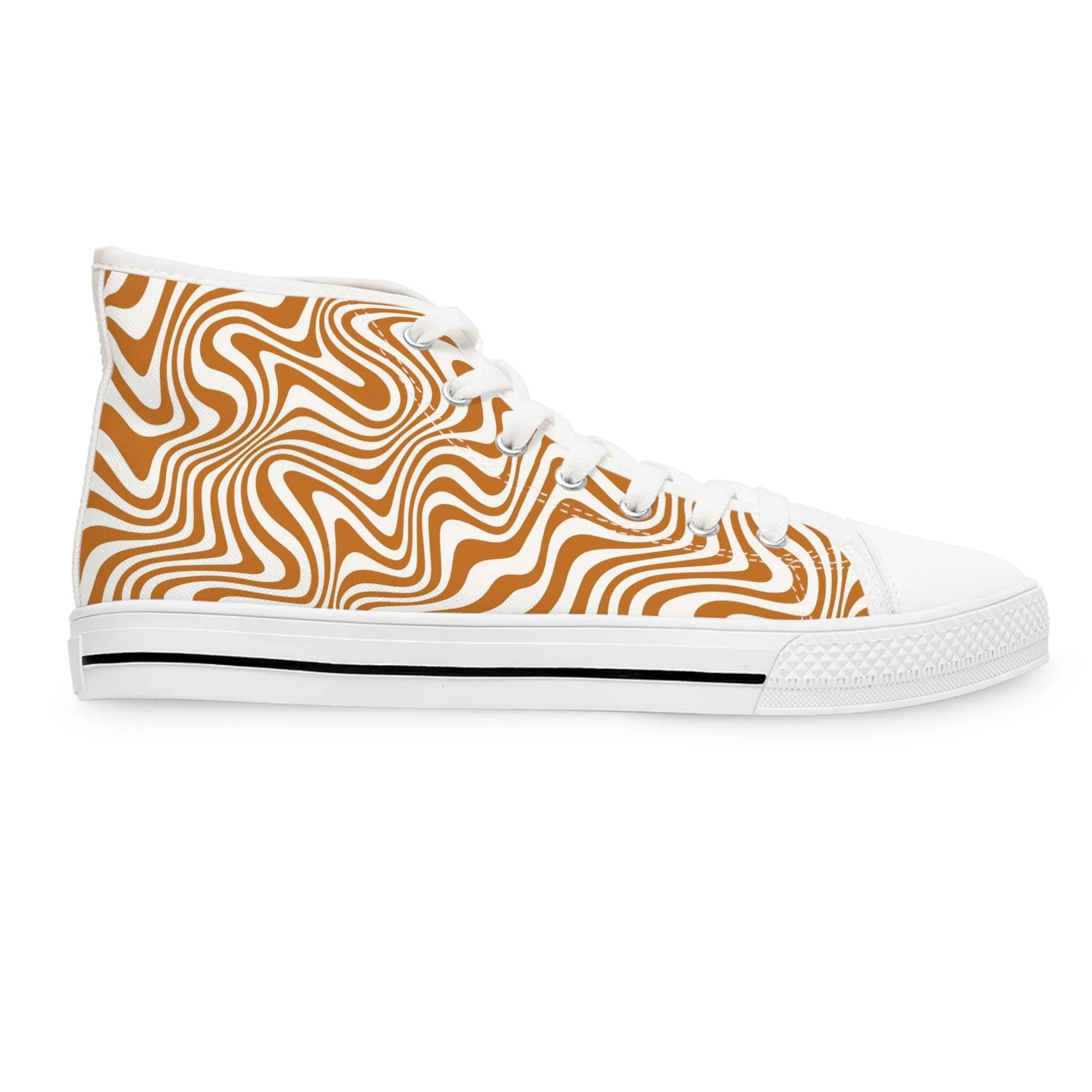 Yellow Stripe Pattern Women's High Top Sneakers